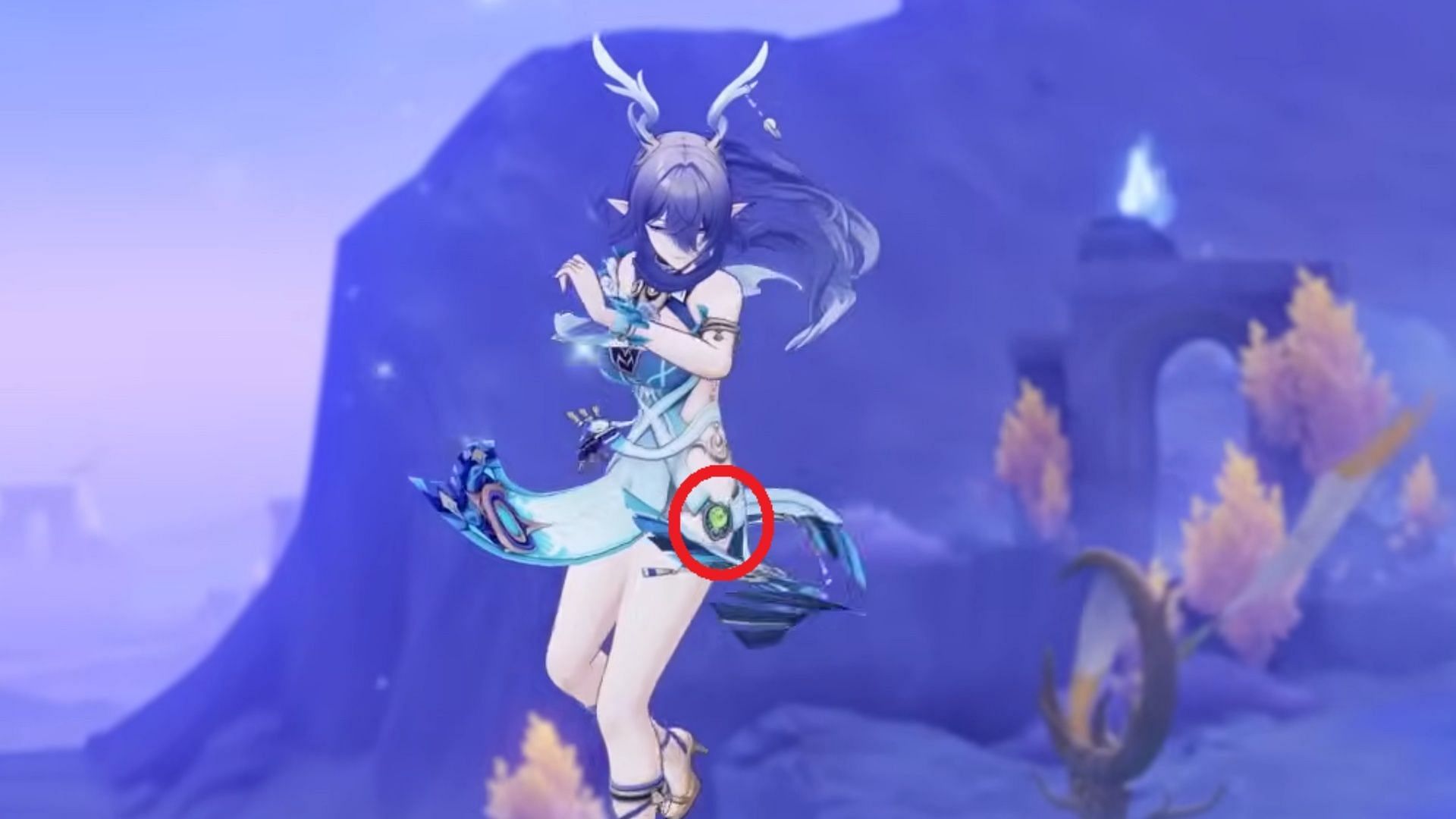Lauma's vision is on her left hip (Image via HoYoverse)